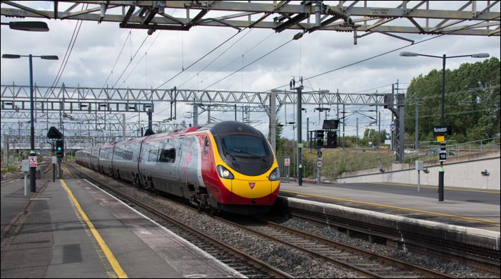 A non stop Virgin down train at Nuneaton on the 16th of July 2014 