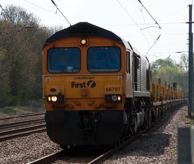 Frist GBRf class 66707 at Offord