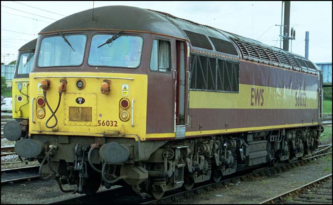 EWS class 56 032 at the Peterborough Depot