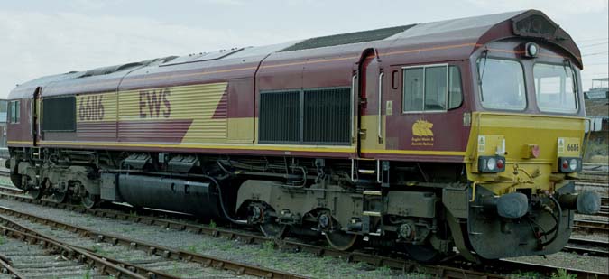 EWS Class 66116 at Peterborough Depot in 2003
