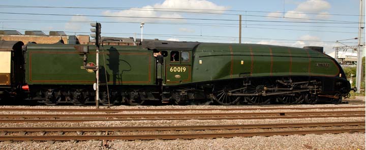 A4 60019 Bittern at Peterborough in platform 4 in  July 2009