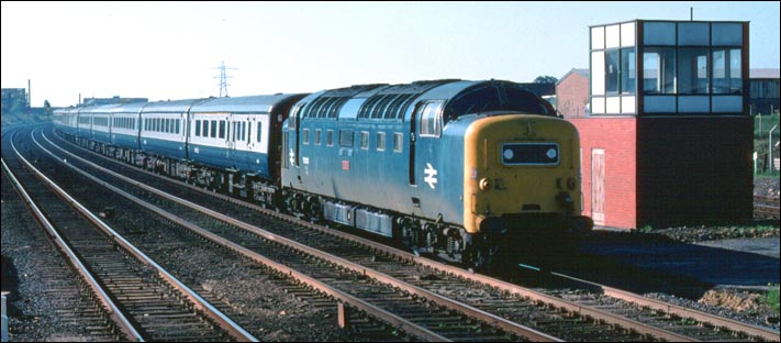 Deltic on the ECML at the site of Walton Crossing
