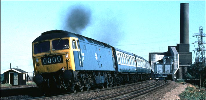 Class 47 on the up fast with a train of mark one's