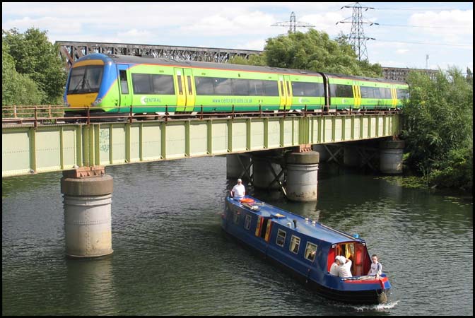  Central Trains 170 crossing the river Nene at Peterborough