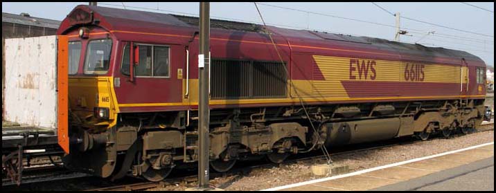 EWS class 66115 in the goods loops at Peterborough in August 2007 