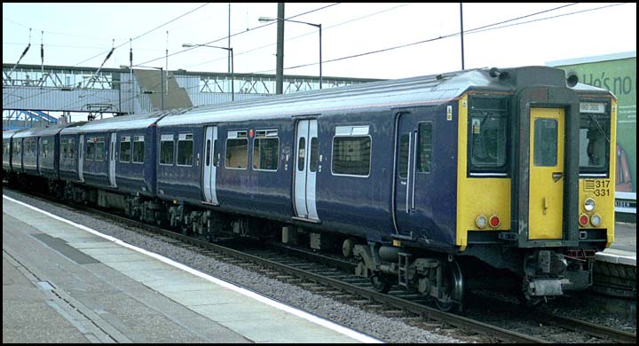 WAGN class 317 331 in platform 3 at Peterborough 