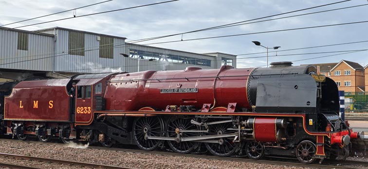 Duchess of Sutherland no.6233 at Peterborough station on Saturday 12th of Febuary 2022.
