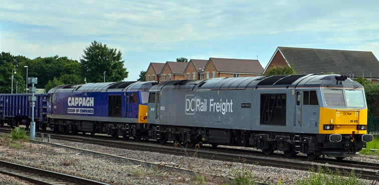 Two Class 60s in the avoiding line at Peterborough station 16th of June 2022