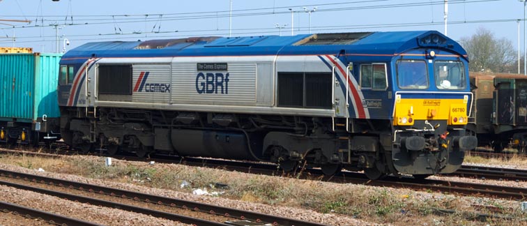GBRf class 66 780 at Peterborough station 22nd of March in 2022