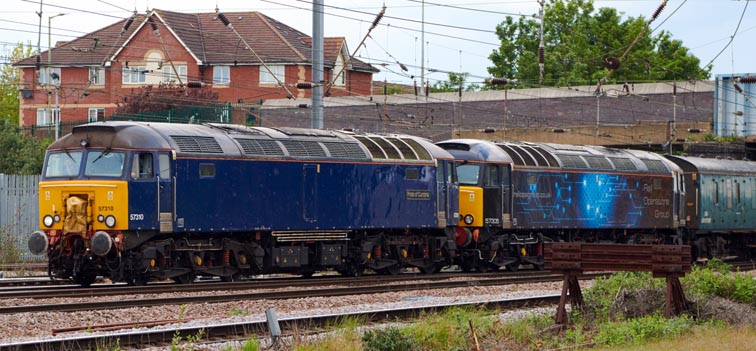 Class 57310 'Pride of Cumbria' was leading with Class 57305 behind.