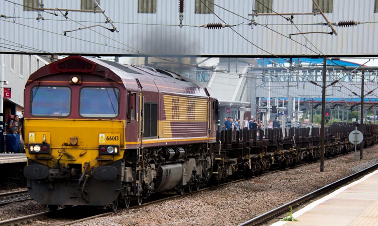 DB class 66013 on the down fast 
