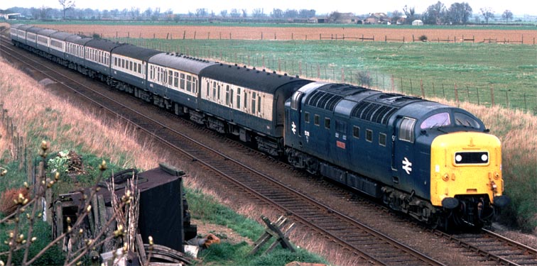 class 55 Deltic on a train diverted off the ECML  