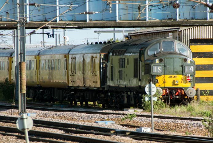 Class 37 in British Railways green  