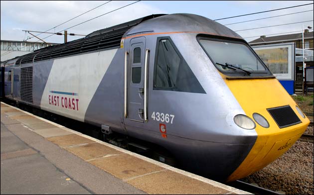 East Coast HST 43367 in platform 3 at Peterborough 