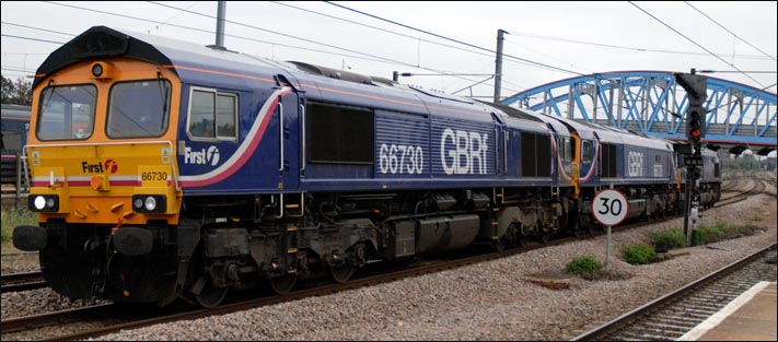 First GBRF class 66730 and  First GBRf class 66728  and class 66405  