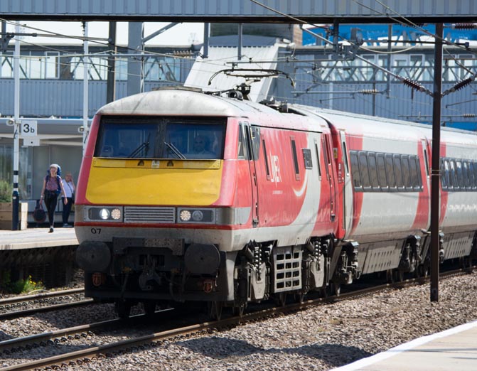 LNER class 91107 on the down fast on the 28th of August 2019 