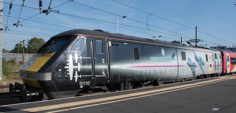 LNER class 91 is in 'The Battle of Britain Memorial Flight'  colours