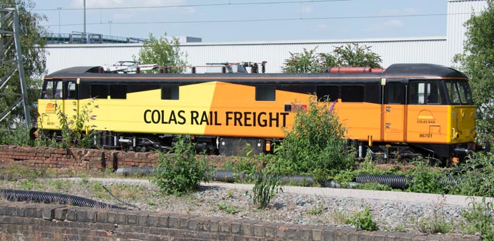 Colas Rail Freight class 86701 at Rugby near the station