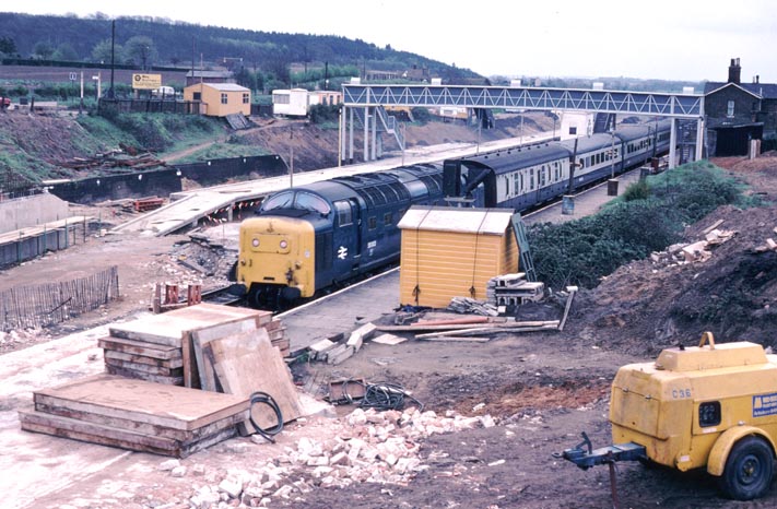 Sandy station with a Deltic class 55002 The King's Own Yorkshire Light Infantry 