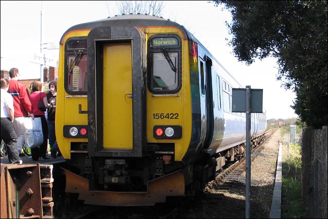One class 156422 with a train to Norwich at Sheringham 