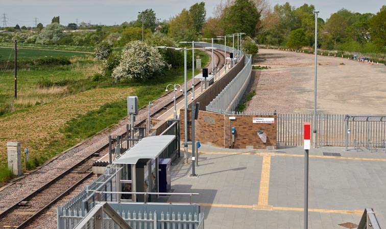 Soham Station from foot bridge look toward Ely on the 6th May 2022 .
