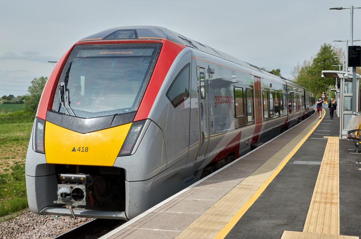 Greater Anglia train in the new Soham Station on the 6th May 2022 