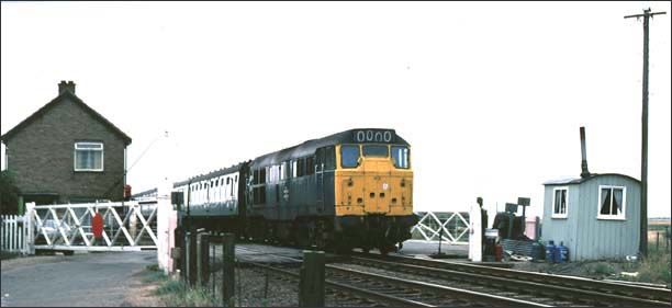 class 31 over one of the level crossing at Turves