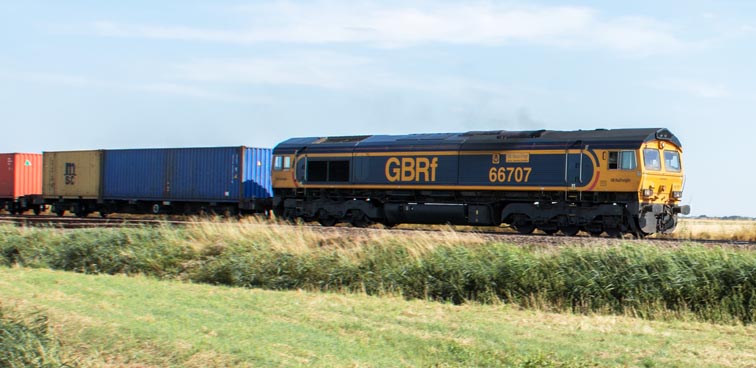 GBRf class 66707 at Tuves on the 1st August 2018 