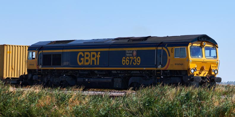 GBRf class 66739 'Bluebell Railway on 12th August in  2022 at Turves .