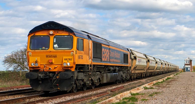 GBRf class 66782 at Tuves on the 27th of March in 2023.