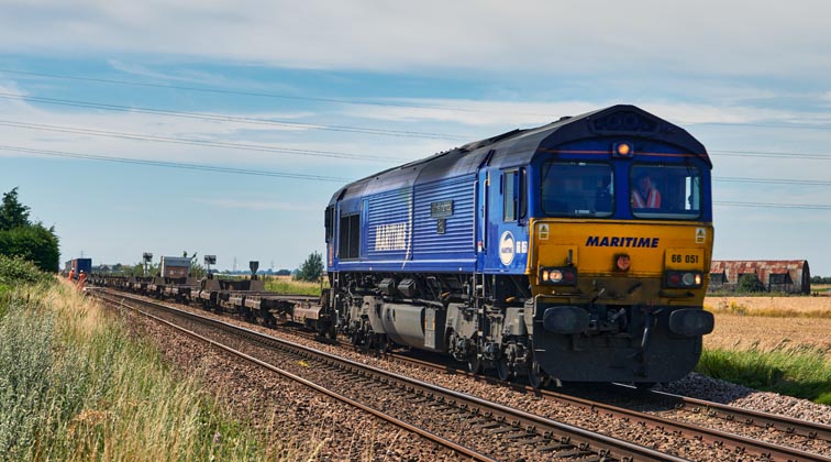 DB class 66051 Maritime 4 between Turves and March on 30th June 2020