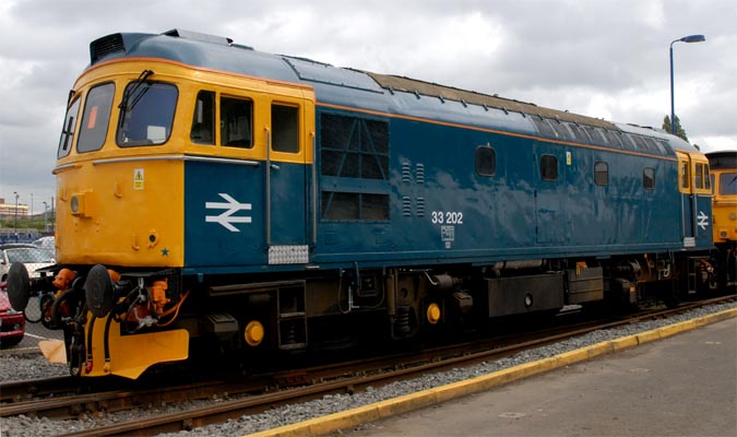 Class 33 202 at the open day at Tyseley in BR rail blue 