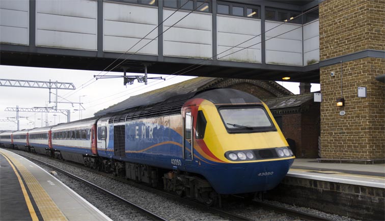 EMR HST 43050 on down line into platform 1 on the 7th March 2020