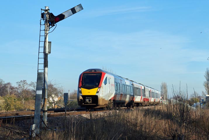 Greater Anglia Peterborough train at Whittlesea station on 14th January 2022