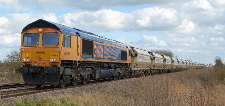 GBRF class 66753 Black Bush level crossing level crossing Whitlesea on the 9th March in 2022