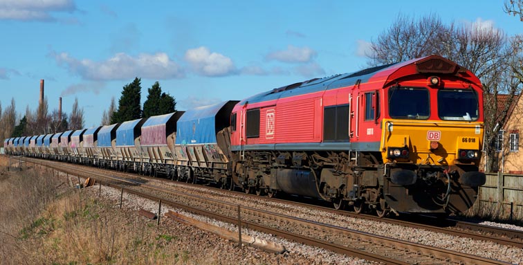 DB class 66018 on the 26th Febuary in 2021 