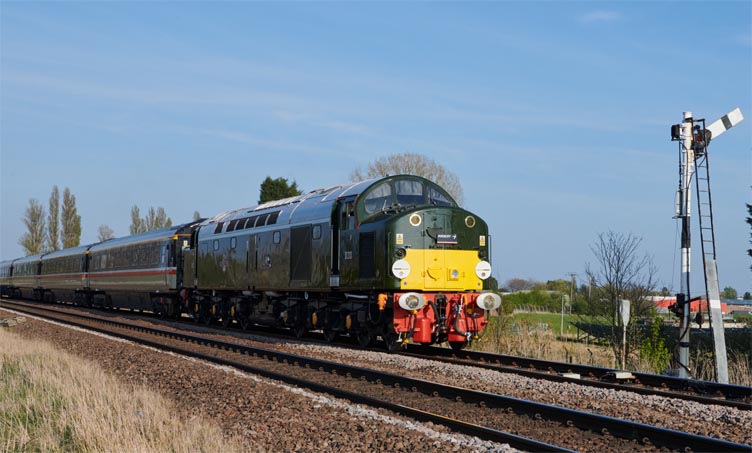Class 40 D213 at Whitlesea on the 16th April  in 2022