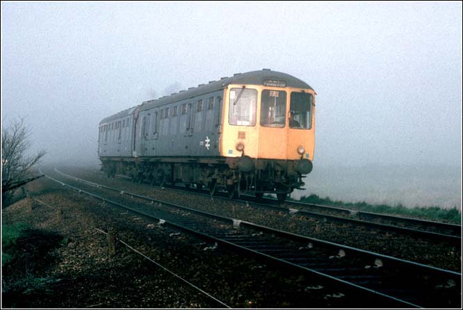 DMU to Cambridge in BR days at Whittlesea.