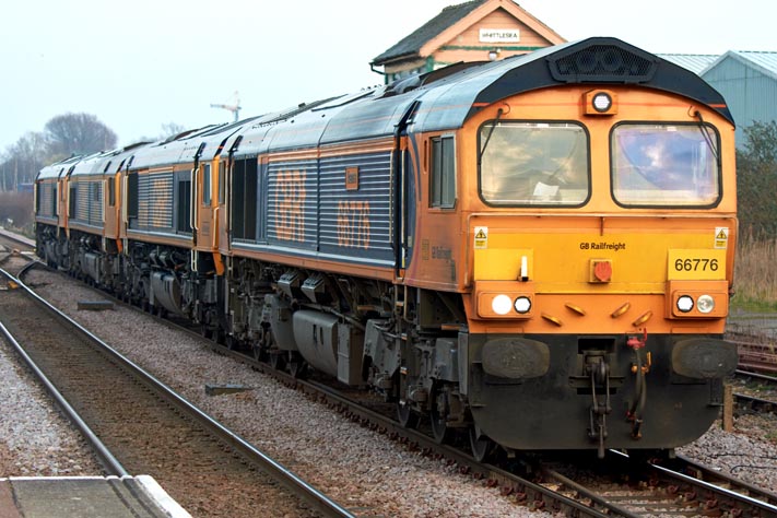 Four GBRf class 66s at Whitlesea station on the 23rd March 2022