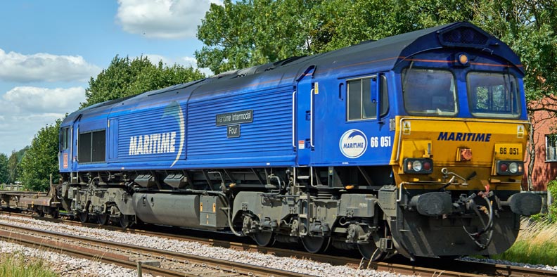  Class 66 051 in Maritme blue.