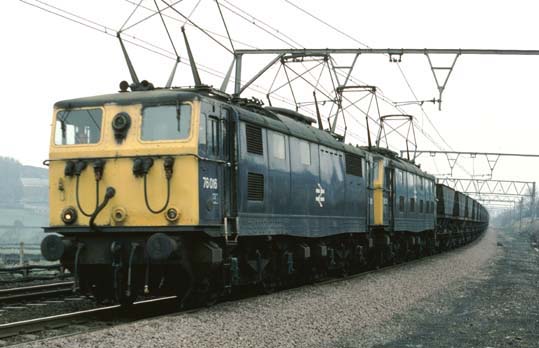 Two class 76s on a merry-go-round coal train