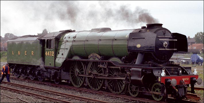A3 Flying Scotsman in the siddings next to York station in 2004.