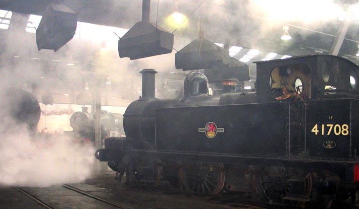 41708 in a Barrow Hill round house 
