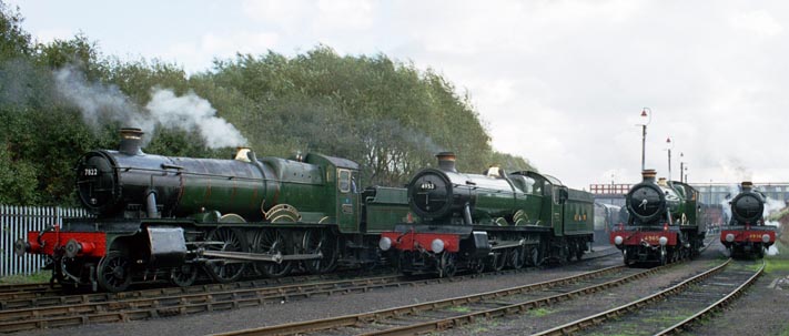 Four GWR locomotives at Barrow Hill in 2006.
