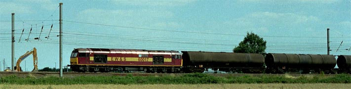 EW&S class 60017 south of Bedford on a train of tank wagons