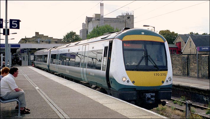 Anglia Railways class 170 270 in platform 5 at Cambridge