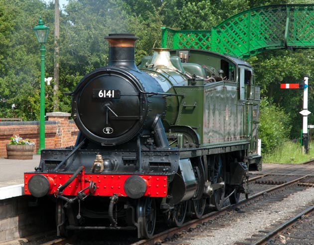 GWR  Praire 2-6-2T no.6141 in North Weld station at The Epping and Ongar Railway on the 30th of June 2013.