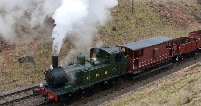 GWR 0-4-2T no.1450 on a mixed frieght into Rothley station