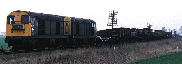 Two class 20s on a freight at French Drove