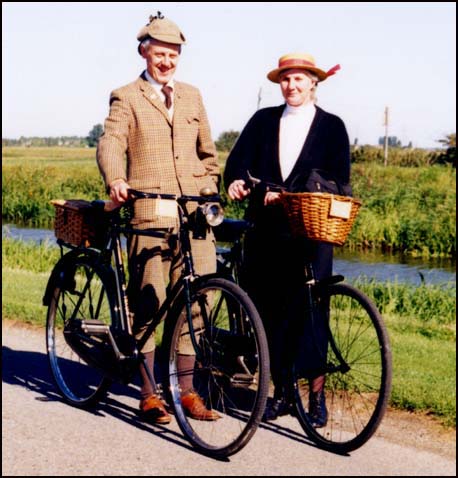 two vintage cycle riders